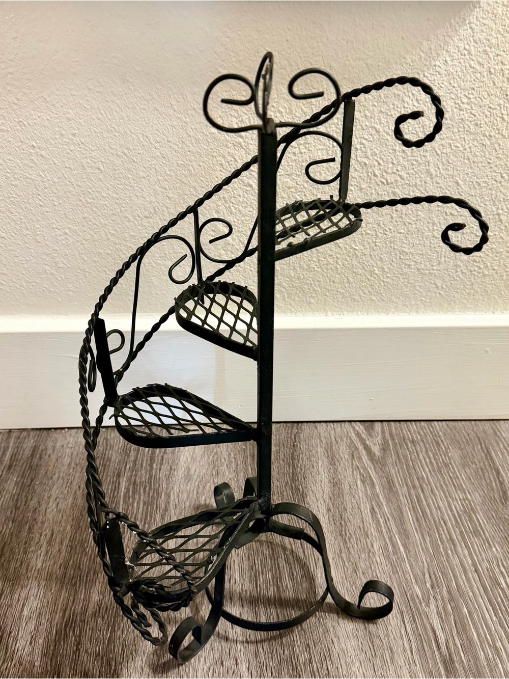 vintage black staircase shelf